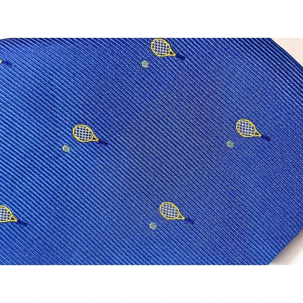 Tommy Hilfiger Racket And Ball Blue Silk Blend Neck Tie New